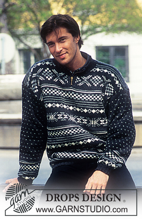 DROPS 48-2 - Sweter na drutach, z żakardem, z włóczki DROPS Karisma Superwash