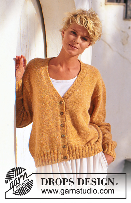 Autumn’s Gold / DROPS 51-6 - Knitted Cardigan in DROPS Angora Tweed or DROPS Sky or DROPS Soft tweed.