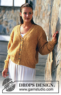 Autumn’s Gold / DROPS 51-6 - Rozpinany sweter na drutach, z włóczki DROPS Karisma Angora Tweed lub DROPS Sky lub DROPS Soft Tweed