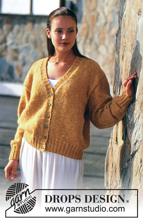 Autumn’s Gold / DROPS 51-6 - Casaco tricotado em DROPS Angora Tweed ou em DROPS Sky ou DROPS Soft Tweed