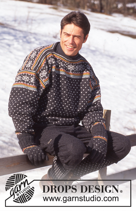 DROPS 52-16 - Damski lub męski sweter na drutach, z żakardem, z włóczki DROPS Karisma Superwash. Skarpetki na drutach z żakardem z włóczki DROPS Karisma Superwash.