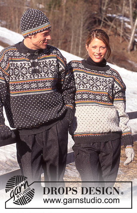 DROPS 52-18 - DROPS tröja til herr i Karisma med nordisk snöstjärnor och luser.