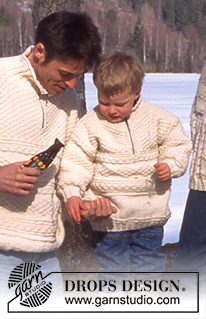 DROPS 52-25 - DROPS Child’s Sweater in Alaska with texture and zipper.