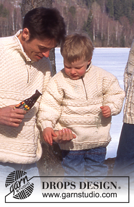 DROPS 52-25 - DROPS genser til barn i Alaska med struktur og glidelås.