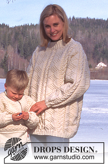 DROPS 52-26 - Sweter na drutach, ze ściegiem strukturalnym i warkoczami, z włóczki DROPS Alaska.