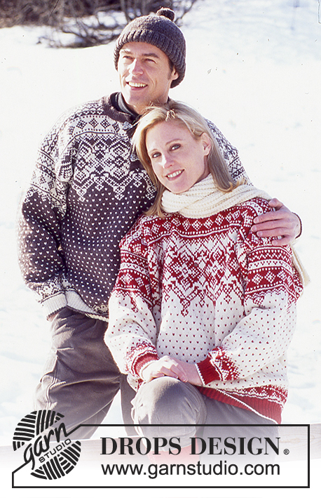 Endless Winter / DROPS 52-27 - Sweter na drutach, z żakardem, z włóczki DROPS Karisma Classic