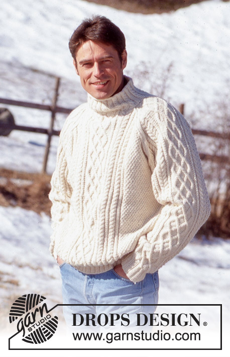 Comforting Cables / DROPS 52-7 - Sweter na drutach, z warkoczami, z włóczki DROPS Karisma Superwash