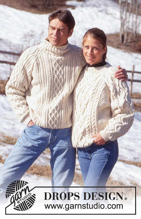 Comforting Cables / DROPS 52-7 - Sweter na drutach, z warkoczami, z włóczki DROPS Karisma Superwash