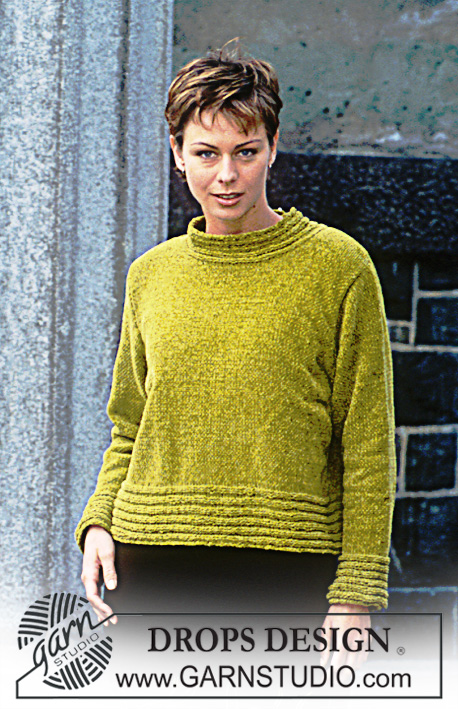 DROPS 53-15 - DROPS Sweater in Tynn Chenille with wide borders.