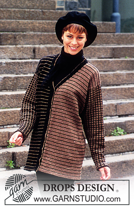 DROPS 54-19 - DROPS Cardigan in SILKE TWEED with stripes and squares.