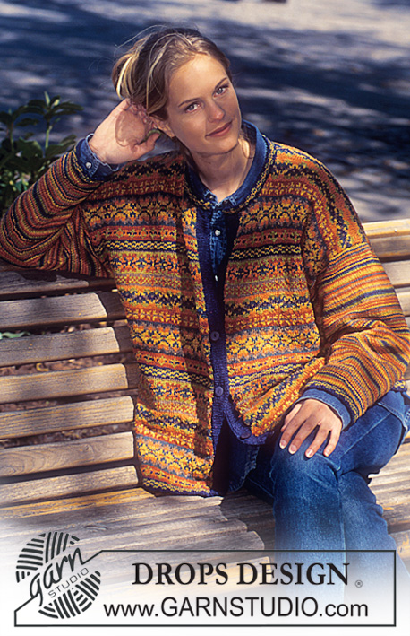 Autumn Sunshine / DROPS 58-15 - Rozpinany sweter na drutach z włóczki DROPS Silke Tweed