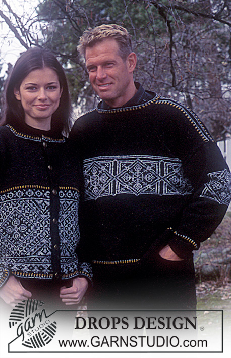 DROPS 59-12 - Męski sweter na drutach z włóczki DROPS Silke-Tweed, z żakardem norweskim. Od S do XXL.