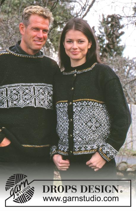 Depth of Winter / DROPS 59-13 - Strikket jakke i DROPS Silke-Tweed. Arbejdet strikkes med nordisk grafisk mønster. Størrelse S – L.