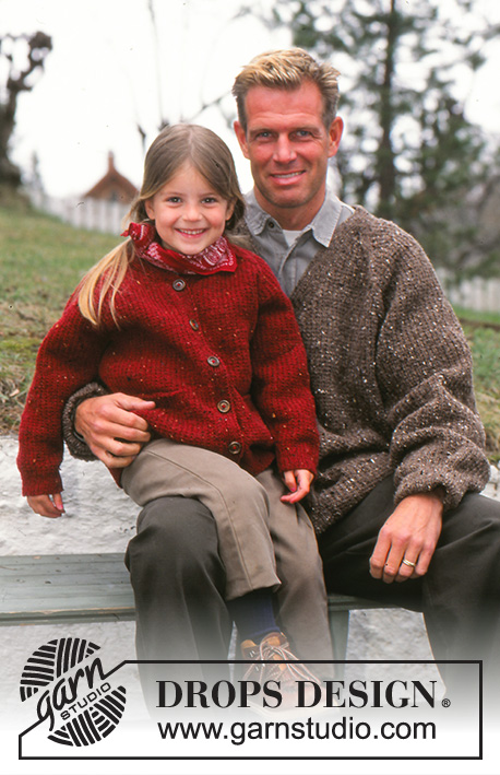 Cozy Family Cardigan / DROPS 59-16 - DROPS jakke i Ull-Tweed med raglanfelling. Herre str og str 2 år - 13/14 år.