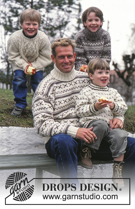 DROPS 59-7 - Strikket genser til dame, herre og barn i DROPS Alaska. Arbeidet strikkes med nordisk Islender mønster. Dame størrelse S – L. Herre størrelse S – XXL. Barne størrelse 2 – 14 år.