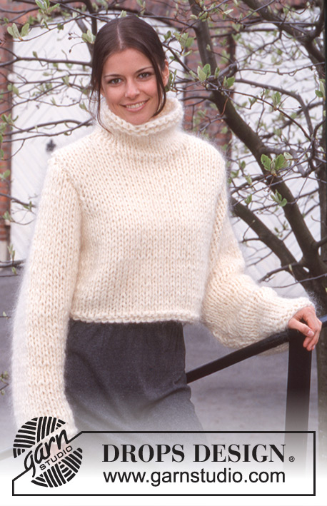 Carla Sweater / DROPS 63-18 - Knitted Cropped Pullover in DROPS Alaska and Vienna or Melody.