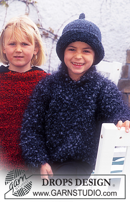 DROPS 63-22 - DROPS Children’s sweater in Puddel and hat in Ull Bouclé and Alaska. 