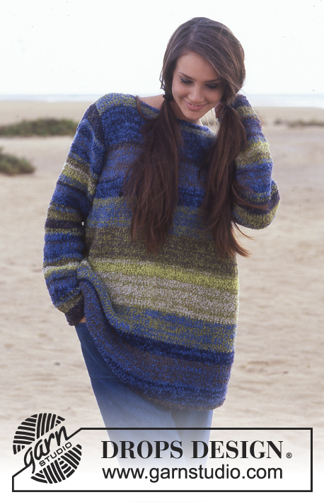 Art of the Ocean / DROPS 64-12 - DROPS Sweater with stripes in Cotton Frisé.