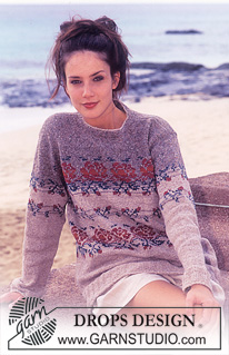 Rose Garden / DROPS 65-4 - DROPS Sweater with roses in Silke-Tweed.
