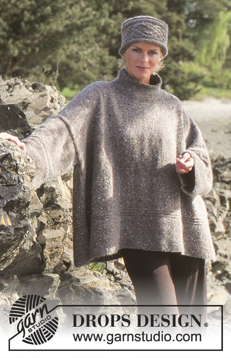 Elaine / DROPS 66-15 - Sweter oversize na drutach, z włóczek DROPS Alpaca i DROPS Kid-Silk. Od S/M do L/XL.