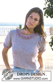 Youthful Blush / DROPS 68-14 - DROPS Short-Sleeved Pullover in Passion and Silke-Tweed.