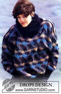 DROPS 7-4 - Jumper with graphic pattern and stripes in DROPS Vienna and DROPS Karisma, loose neck warmer in DROPS Vienna