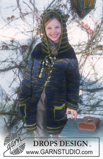 DROPS 70-12 - DROPS knitted children’s jacket with hood in “Ull-Flamé” and “Alaska.