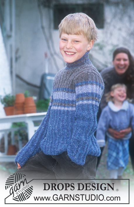 DROPS 70-3 - DROPS Ribbed pullover in Angora-Tweed (children’s and men’s sizes)