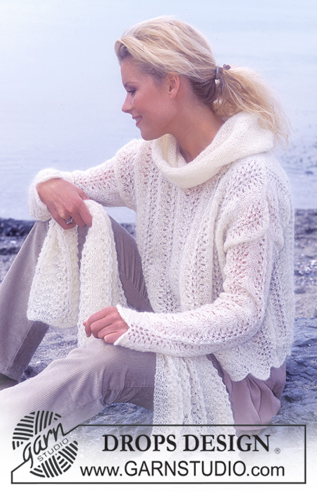 Frosty Mist / DROPS 76-29 - DROPS Pullover and Scarf in Vivaldi