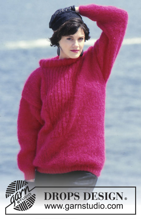 Pink & Beyond / DROPS 8-5 - Sweter na drutach, ze ściegiem angielskim na przodzie, z włóczki DROPS Vienna. Od S do L.