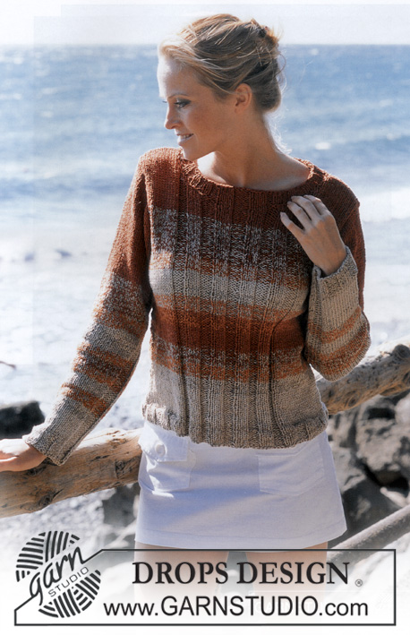 Tones of Earth / DROPS 81-21 - DROPS jumper knitted with two strands of different DROPS yarns, silk and viscose.