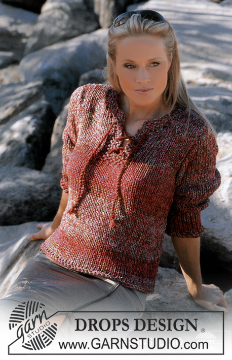 Rustic Rows / DROPS 81-23 - DROPS Pullover in Silke-Tweed and Cotton Viscose