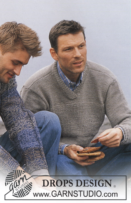 DROPS 85-19 - Knitted jumper for men with v-neck, in DROPS Alpaca