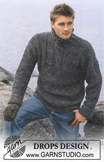 Winter Ballade / DROPS 85-20 - Knitted jumper for men with rib and high neck, in DROPS Karisma and DROPS Fabel, plus gloves in DROPS Karisma 