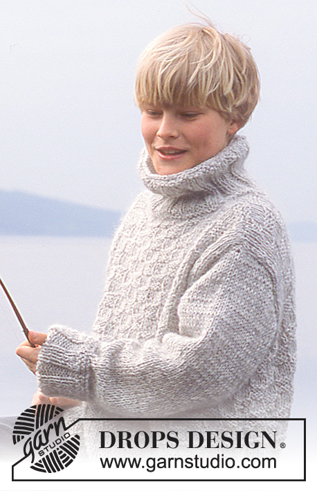Bucket List / DROPS 85-24 - Męski sweter na drutach, przerabiany ściegiem strukturalnym, z golfem, z włóczek DROPS Karisma i DROPS Alpaca