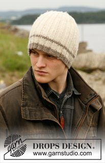 Easy Nature / DROPS 85-25 - Knitted men's hat with rib and stripes in DROPS Alaska