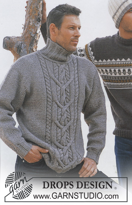 King's Cable / DROPS 85-6 - Strikket genser med flettemønster til herre i DROPS Alaska og DROPS Alpaca