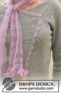 Paris Mood / DROPS 87-4 - DROPS jacket in Silke-Tweed with crochet borders in Vivaldi and scarf in Vivaldi