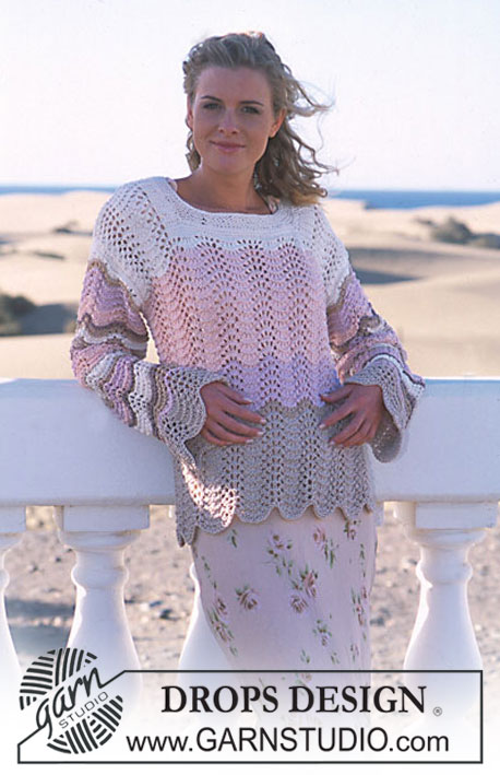 DROPS 90-13 - DROPS Long pullover in Muskat with wave pattern