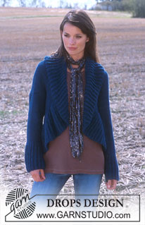 DROPS 91-23 - Knitted short cardigan with English rib, in 2 threads DROPS Alpaca. Size: S-XXL