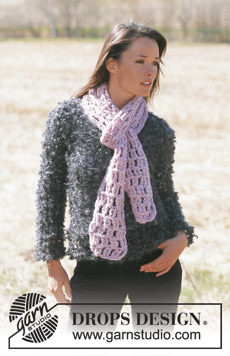 DROPS 92-17 - DROPS Sweater in Puddel & crochet scarf in Snow. 