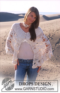 Desert Bloom / DROPS 94-10 - DROPS Nostalgic poncho crochet in Alpaca and Cotton Viscose and crochet necklace and bracelet 