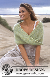 Sweet Siren / DROPS 94-16 - DROPS Moebius shawl in 1 thread Alpaca and 1 thread Vivaldi or 1 thread Alpaca and 2 threads Kid-Silk.  
Moebius was a German mathematician from the beginning of the 18th century. He developed and gave the name to the turned circle ring on which this design is based.