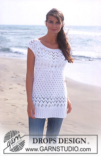 Lovely in Lace / DROPS 94-24 - DROPS Long top with lace pattern knitted in Safran.