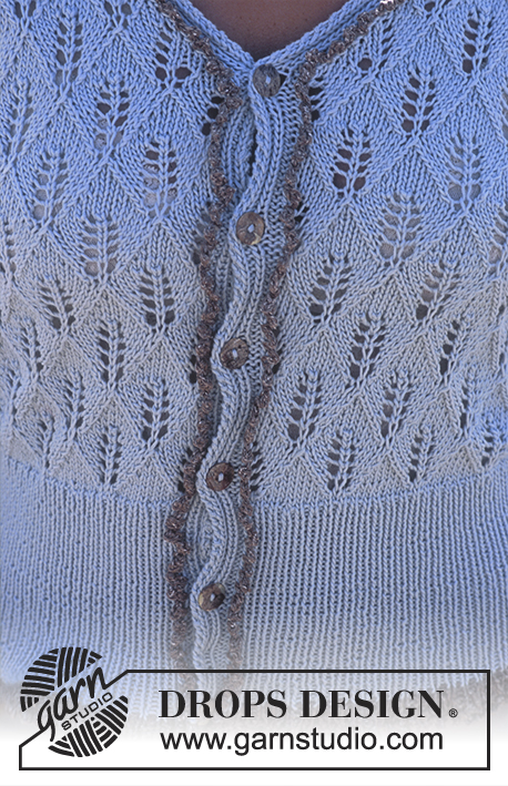 Ariella Cardigan / DROPS 94-28 - DROPS Cardigan in lace pattern in Safran