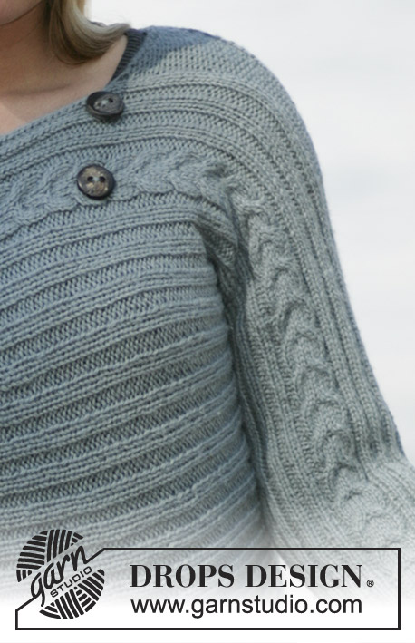 DROPS 96-3 - Rozpinany sweter na drutach, przerabiany w poprzek robótki, z włóczki DROPS Alpaca. Od S do XXL
