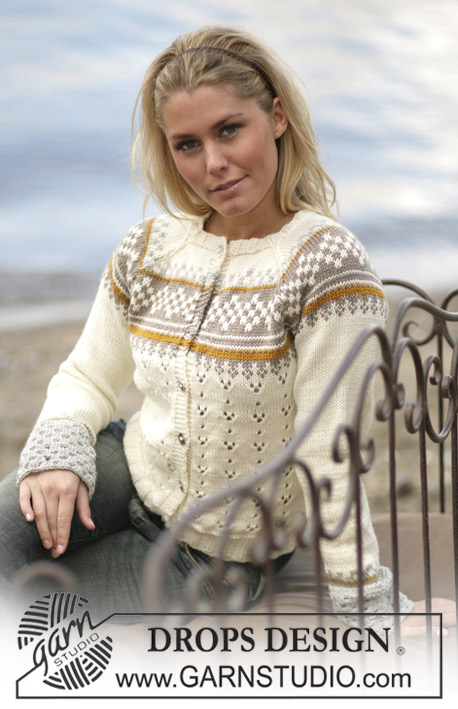 Suspended Ice Crystals / DROPS 97-22 - DROPS Cardigan with pattern and raglan in “Karisma