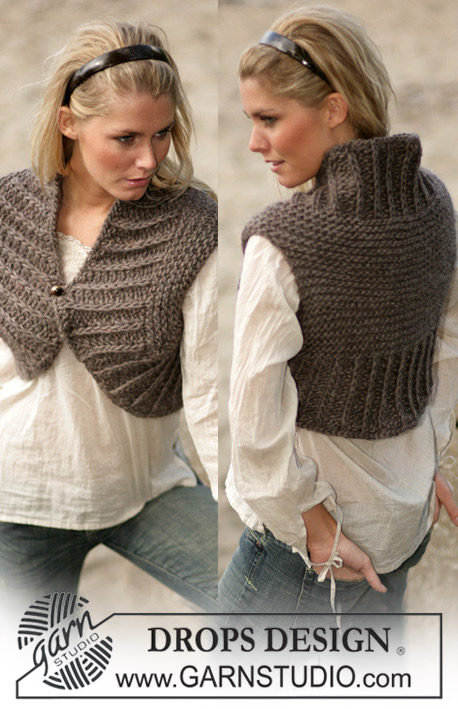 DROPS 98-47 - Knitted shrug with false English rib variation in DROPS Snow. Size: S-XXL