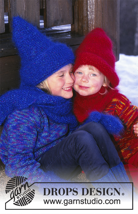 Best Friends / DROPS Baby 10-19 - Knitted jumper for baby and children in DROPS Baby-ull or DROPS BabyMerino. Knitted Christmas hat / Santa hat, scarf and neck warmer for baby and children in DROPS Baby-ull and Vienna or DROPS BabyMerino and Brushed Alpaca Silk.