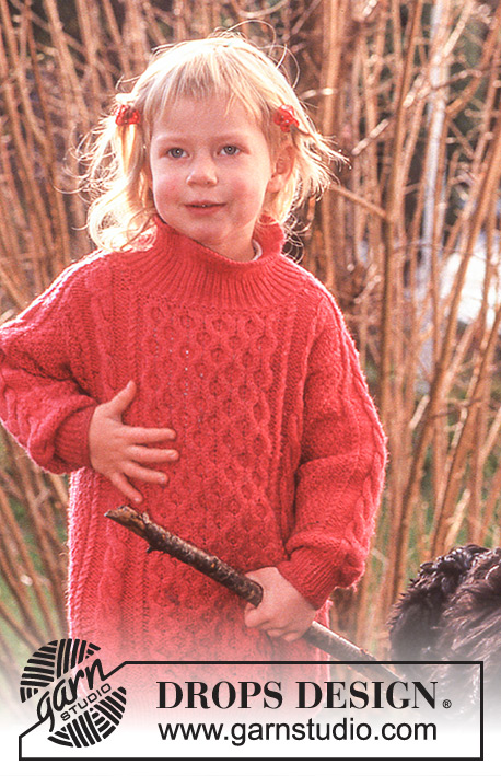 DROPS Baby 10-21 - Sweter na drutach, z warkoczami, z włóczki DROPS Karisma Superwash
